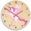 ModernClock Detské nástenné hodiny Ami Jednorožec 30 cm ružové