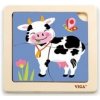 Viga Drevené puzzle 4 dieliky Krava