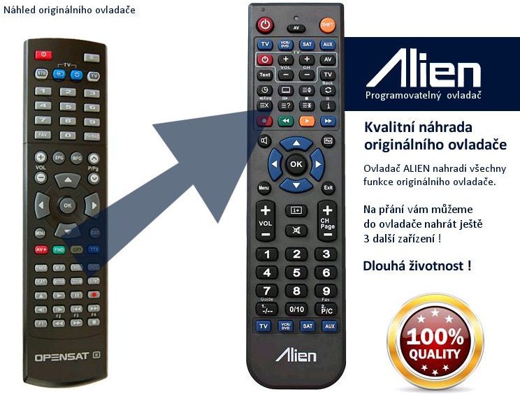 Diaľkový ovládač Alien Opensat 9900 HD PVR