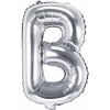 PartyDeco Fóliový balón Mini - Písmeno B 35cm strieborný