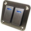 Hliníkový panel s 2 vypínačmi Rocket switch 12/24V - modré podsvietenie