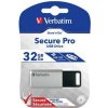 Verbatim 98665 Store N Go Secure Pro, USB flash disk, USB A 3.0, 32GB, AES 256-bitové šifrovanie, strieborný
