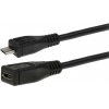 Micro USB 2.0 predlžovací kábel F - M, 3A, 20cm