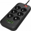 COLORWAY predlžovací napájecí přívod/ 6x Schuko/ 4x USB 5V / kabel 2m CW-CHE64B