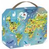 Janod Puzzle Mapa sveta v kufríku 100 ks