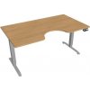 Hobis Pracovný stôl Motion Ergo, PO, 2S, 160x70,5-120,5x90 cm, dub/sivá