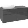 VILLEROY & BOCH Collaro závesná skrinka pod umývadlo na dosku (umývadlo vľavo), 4 zásuvky, 1200 x 500 x 548 mm, Glossy Grey, C11300FP