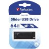 Verbatim USB flash disk, USB 2.0, 64GB, Slider, čierny, 98698, USB A, s výsuvným konektorom