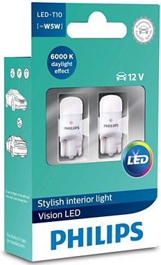 PHILIPS T10 LED 12V 0,9W Vision LED 6000K X2