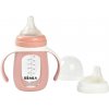BEABA - Dojčenská fľaša sklenená 2v1 210ml so silikónovou ochranou Pink
