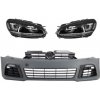 KITT Front Bumper suitable for VW Golf VI 6 (2008-2013) R20 Look with Headlights 3D LED DRL U-Design LED Flowing Turning Light