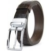 Kožený opasok s dezénom MODERN SILVER, šírka 3.3cm, CROCO dezén - tmavo hnedá (VDMODERN-SILVER-CR)