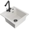 Mexen Vito, 1-komorový granitový drez 520x490x210 mm, čierna matná batéria Duero, biela, 6503-20-671600-70