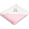 Dětská froté osuška s kapucí 100x100 cm - Králiček růžový (92114001)