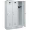 Šatňová skriňa C+P Cabo-Plus, 3 oddelenia, 1200 x 500 x 1950 mm, sivá, podstavec