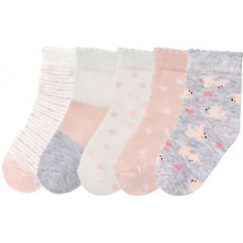 Lupilu Dievčenské ponožky pre bábätká 5 párov bodky/pruhy/bledoružová/sivá/biela