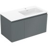 Mexen Rivel kúpeľňová skrinka 90 cm s umývadlom Otis pravá, 1S, 1D, ryhovaná, grafit mat/biela mat