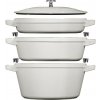 Staub Sada 3v1: liatinový hrniec, kastról a panvica s pokrievkou, Ø 24 cm, biela hľuzovka 1010892