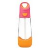 b.box Fľaša na pitie so slamkou 600 ml - ružová/oranžová