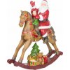 Strend Pro Dekorácia MagicHome Vianoce, Santa s chlapčekom na koni, polyresin, 28x10x30 cm