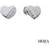 MOZA gold Náušnice srdiečko MG2010 Farba kameňa: Svetlo Modrá, Farba Zlata: biele Au