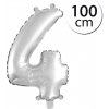FUN RAG 4Silver 211762 Mini fóliový balón číslo 4 strieborný 100 cm