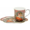 HOME ELEMENTS Porcelánový hrnček 360 ml, s podšálkou, Mucha tmavý