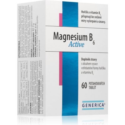 Generica Magnesium B6 Active tablety na podporu imunity, zníženie miery únavy a vyčerpania 60 tbl