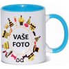 FOTOpošta hrnček s fotkou farebný rámik PÁRTY 1 MODRÝ 350 ml