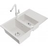 MEXEN/S MEXEN/S - Gaspar granitový drez 1.5 s odkvapkávačom vrátane batérie Flora, biela 6507-20-670401-02