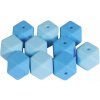 Detské silikónové korálky 14mm 10ks - modré hexagony
