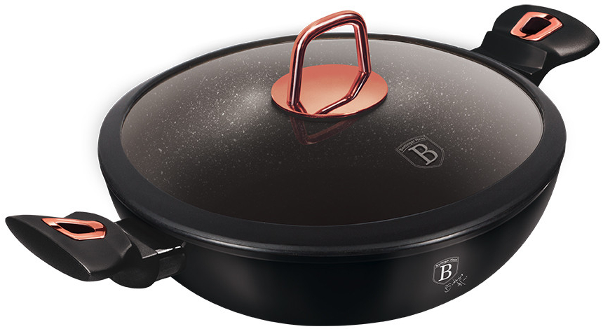 Berlinger Haus WOK panvica s mramorovým povrchom a pokrievkou BLACK ROSE COLLECTION BH/7112 30 cm