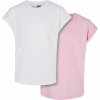 Urban Classics Dámske tričká Girls Organic Extended Shoulder Tee 2-Pack Farba: white/girlypink, Veľkosť: 116 cm