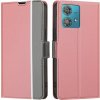 Peňaženkové kožené puzdro Twill na Motorola Edge 40 Neo - Ružová