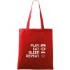 Play Eat Sleep Repeat game - Taška bavlnená - 42 x 38 cm ( Červená )