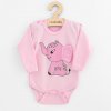 Dojčenské body s dlhým rukávom New Baby Happy Elephant pink - 86 (12-18m)