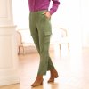 Úzke splývavé cargo nohavice khaki 046 Blancheporte