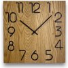 Karls DESIGN Nástenné hodiny z dubového dreva - FLEX Black - 30cm , Biela , Gravírovanie