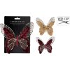 Ozdoba s klipom motýľ 18 cm polyester/kov mix