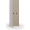 Kovová šatníková skrinka S1 zúžená, 2 oddiely, 1850 x 500 x 500 mm, zámok s čítačkou RFID kariet, béžové dvere