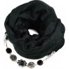 Kašmírový šál s bižutériou - čierny