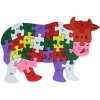 ABC - 123 krava drevo vzdelávací puzzle