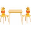EcoToys 6162 Detský drevený stôl so stoličkami Žirafa, žltý