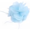 Šifónový kvet s perím na našitie a nalepenie Ø8-9 cm - 1 ks 7 modrá svetlá