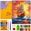 DIAMANTOVÁ MAĽBA 5D S RÁMOM Diamantová Výšivka Veľká Námorná Loď Mozaika 40x50 cm