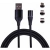 KOMA Magnetický kábel 3v1, USB-A na microUSB/ USB-C / Lightning, 1 meter
