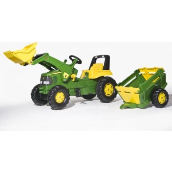 Rolly Toys Šliapací traktor Rolly Junior John Deere s nakladačom a vlečkou