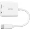 Belkin USB-C adaptér/rozdvojka 1x USB-C M/ 1x USB-C F napájení 60W + 1x 3,5mm jack, bílá NPA004btWH