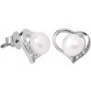 JwL Luxury Pearls náušnice Srdce s pravou perlou a zirkónmi JL0407