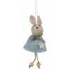 Clayre & Eef Modrý plstený závesný veľkonočný zajačik Magiccal - 6*3*13 cm - Clayre & Eef